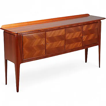 Mobile con impiallacciatura di mogano e piano in vetro, '900