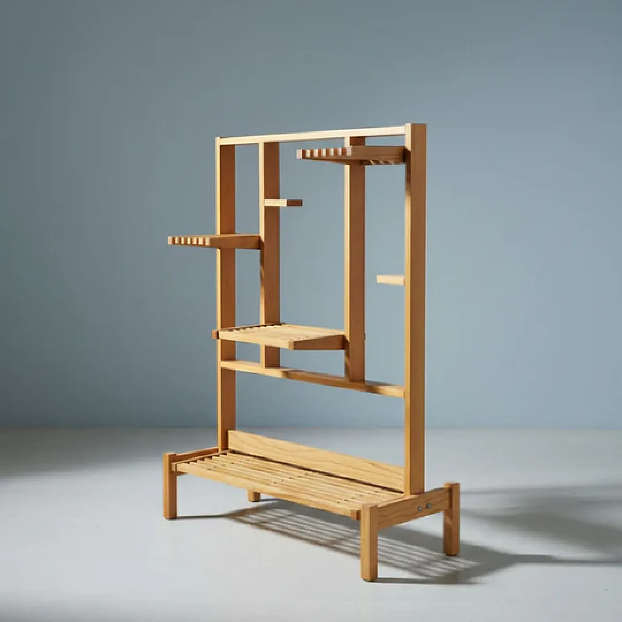 Wooden flower stand with tiered shelves, 1960s 2