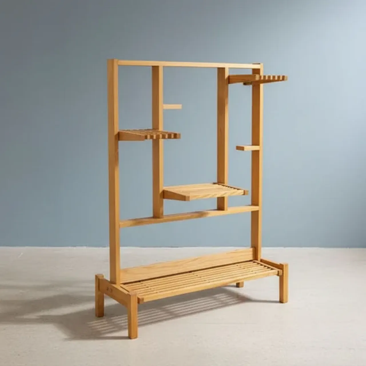 Wooden flower stand with tiered shelves, 1960s 3