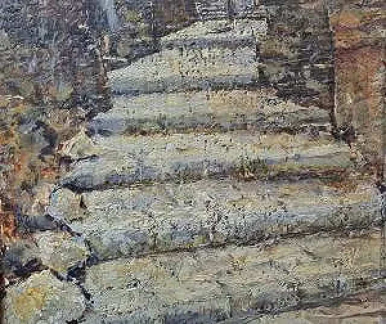 A glimpse of a village by Adolfo Tommasi, oil on canvas, 19th century 5