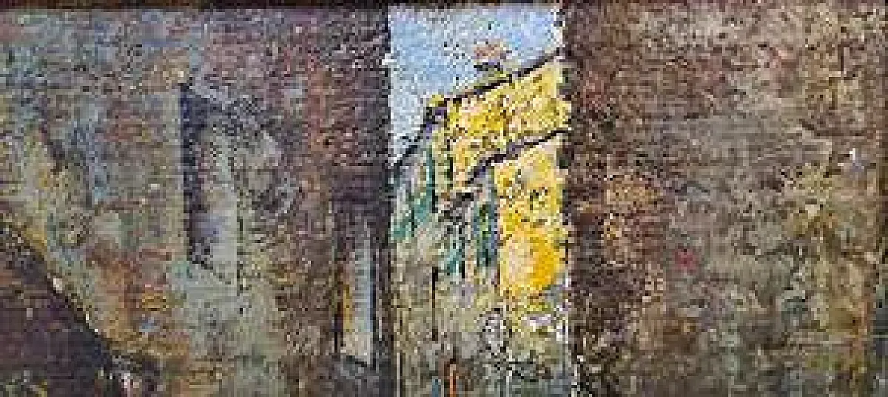 A glimpse of a village by Adolfo Tommasi, oil on canvas, 19th century 6