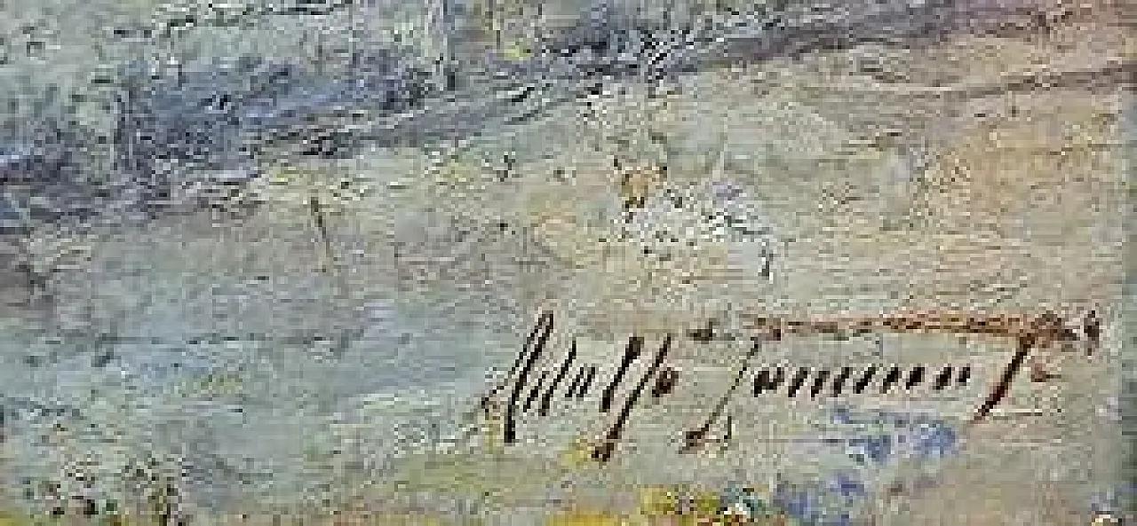 A glimpse of a village by Adolfo Tommasi, oil on canvas, 19th century 9