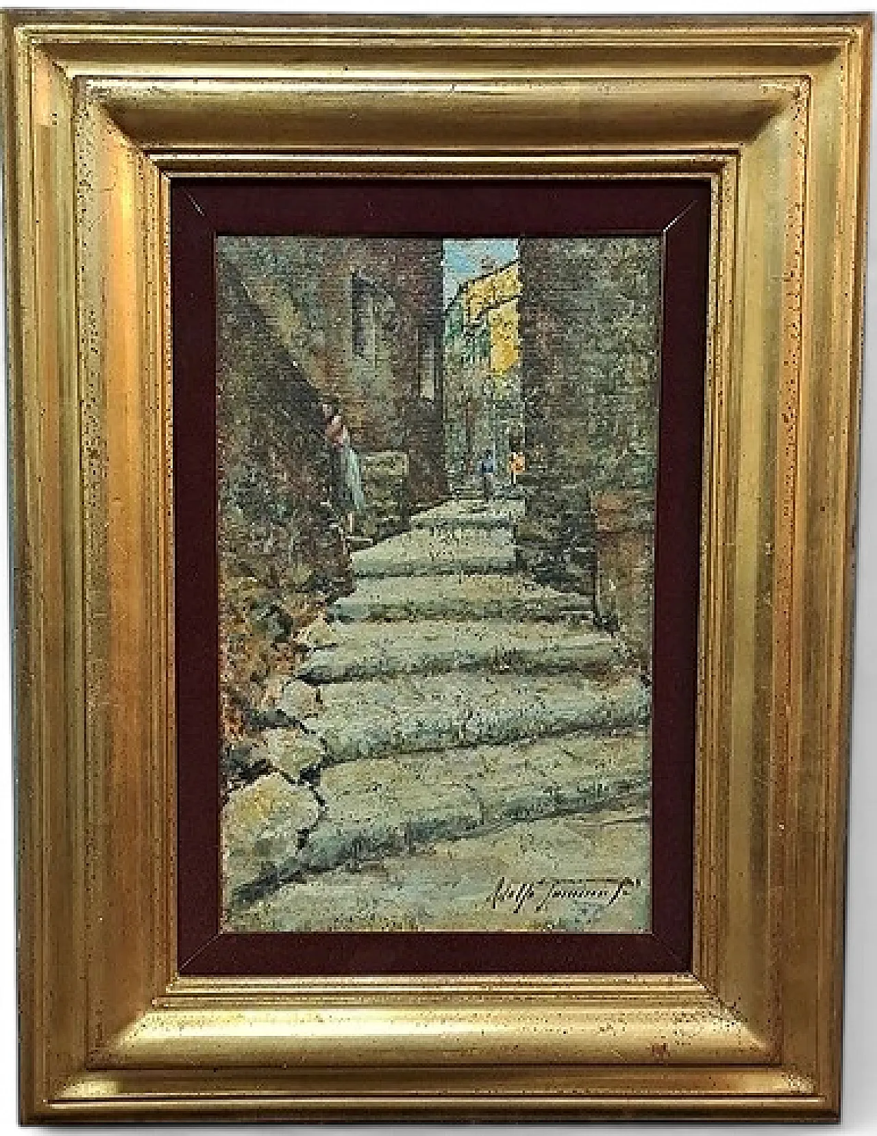 A glimpse of a village by Adolfo Tommasi, oil on canvas, 19th century 11