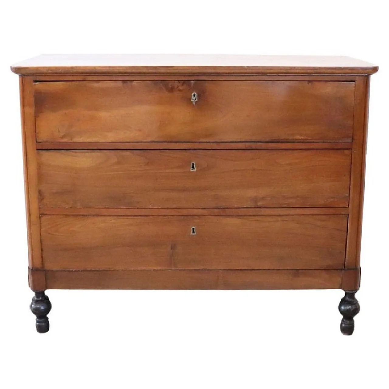 Chest of drawers in solid walnut, 19th century 1