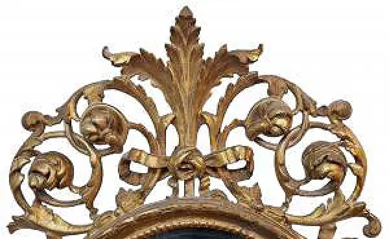Louis XVI oval mirror in carved and gilded wood, 19th century 2