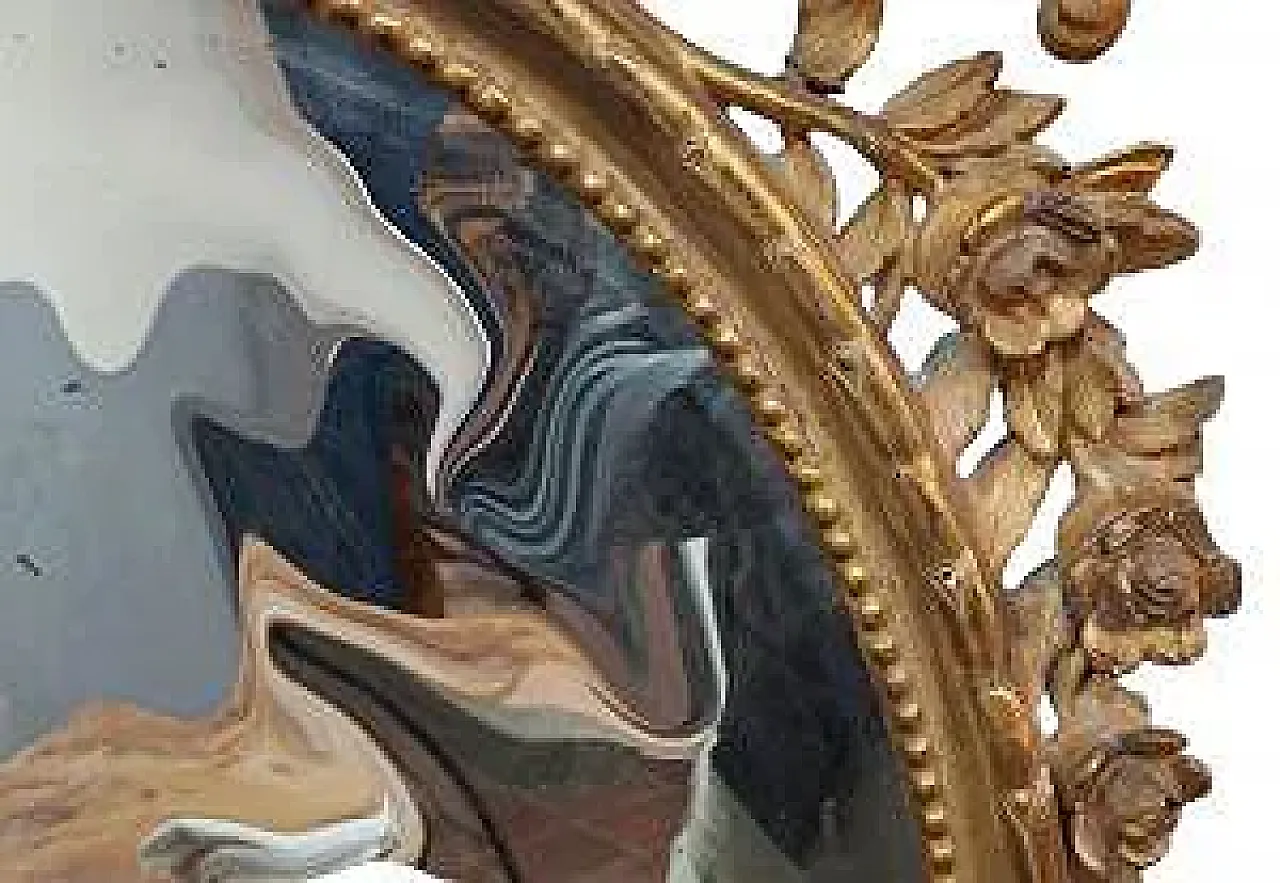 Louis XVI oval mirror in carved and gilded wood, 19th century 3