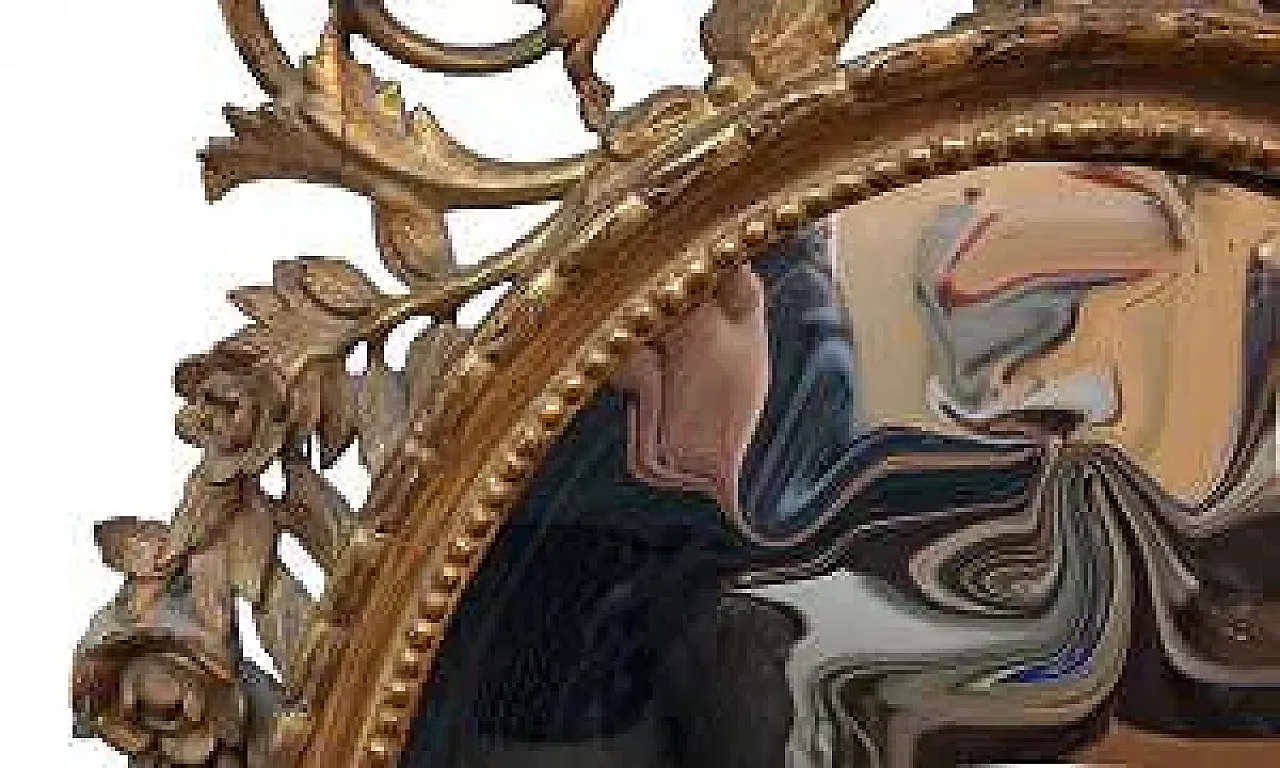Louis XVI oval mirror in carved and gilded wood, 19th century 4