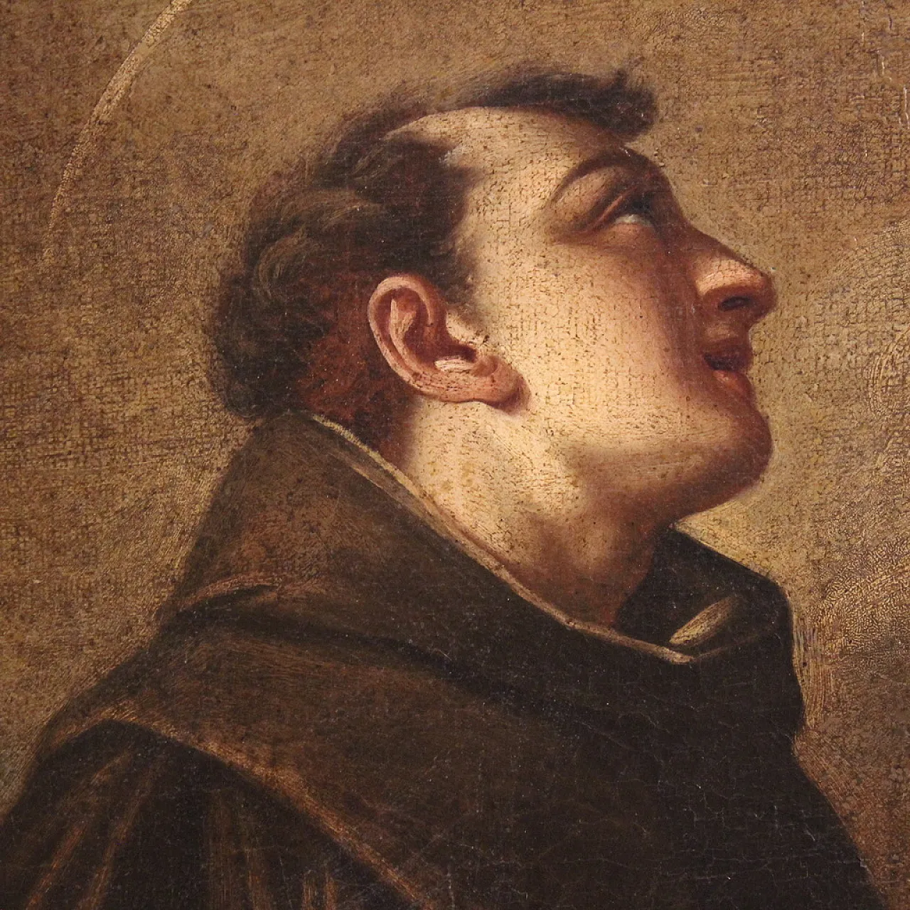 Italian painting of adoration of friars with cherubs, 17th century 12