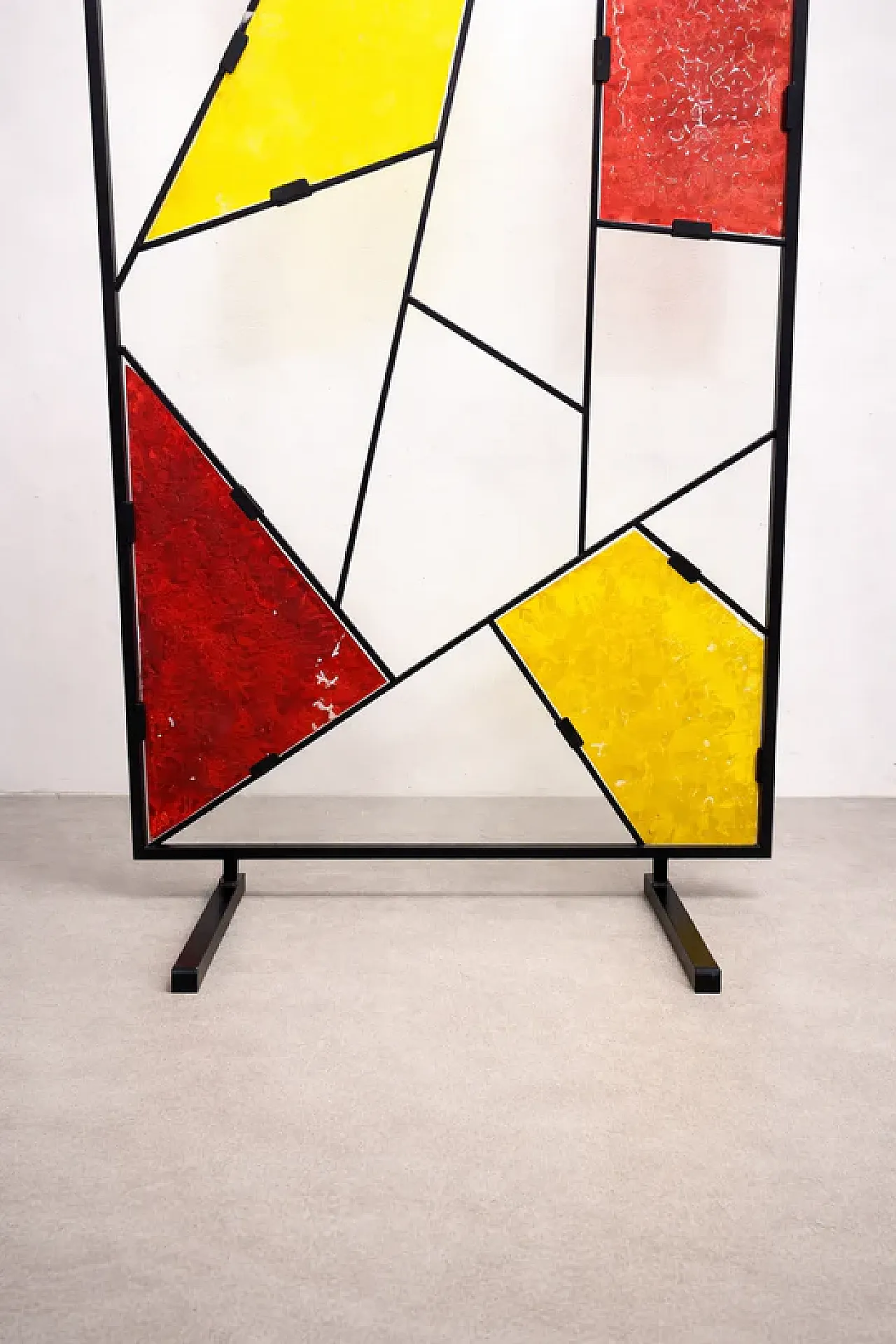 Geometric room divider with textured colored glass, 20th century 3