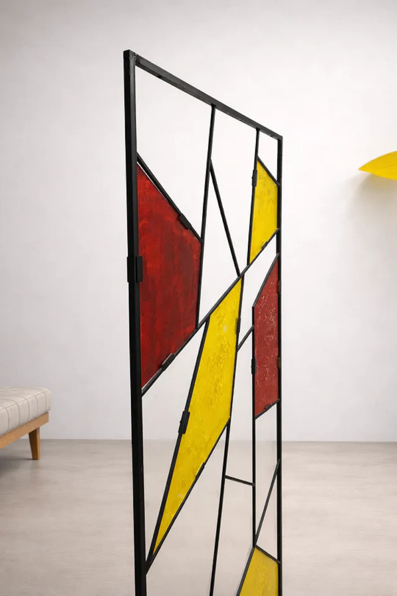 Geometric room divider with textured colored glass, 20th century 6