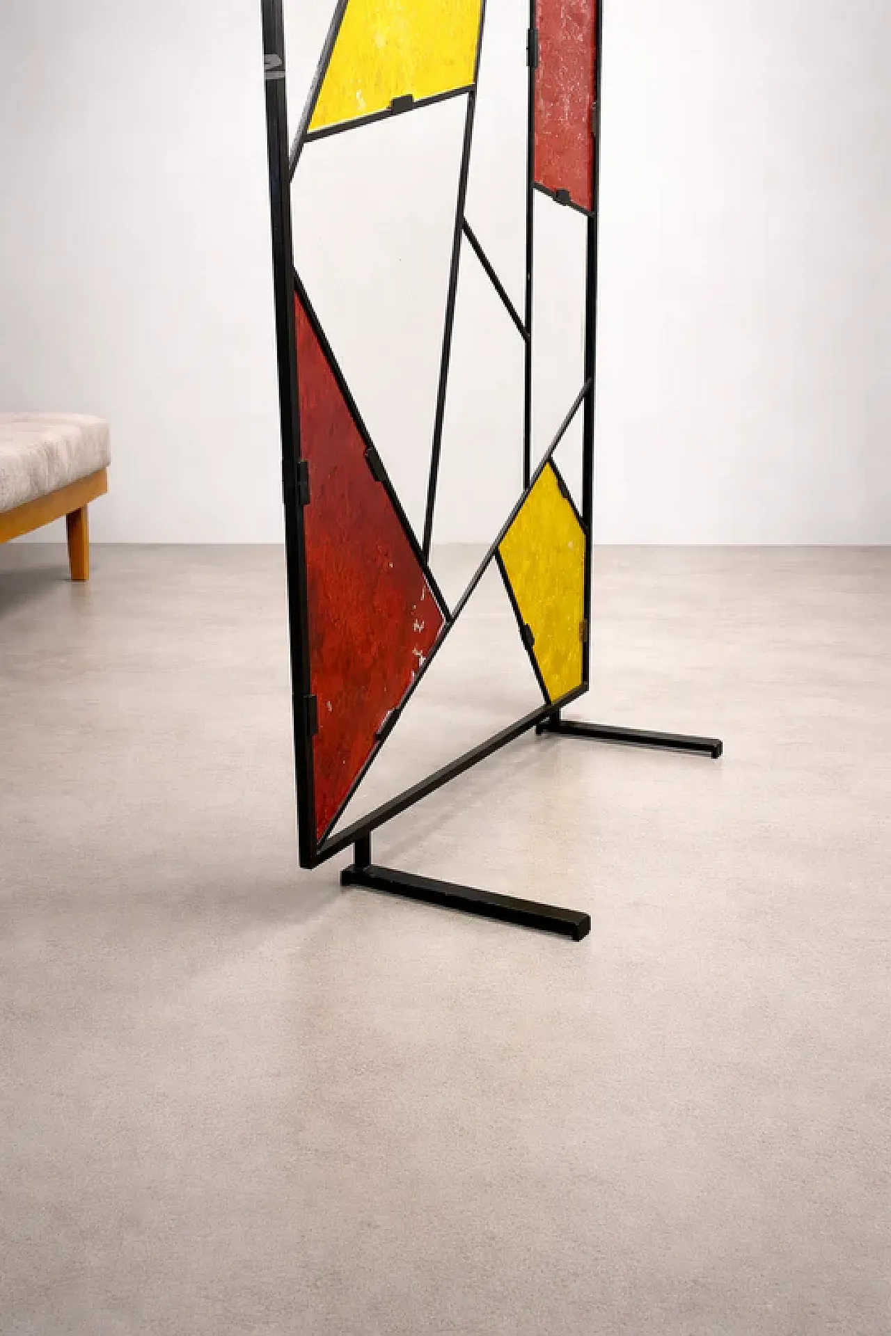 Geometric room divider with textured colored glass, 20th century 10