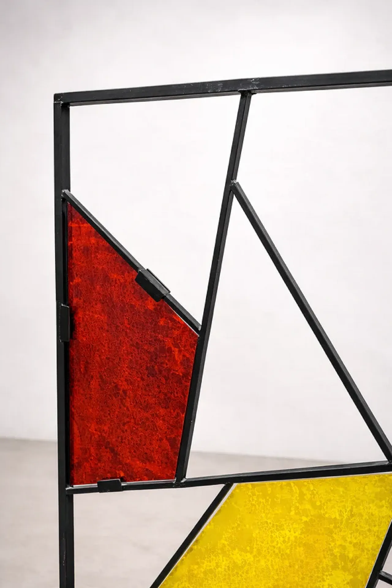 Geometric room divider with textured colored glass, 20th century 11