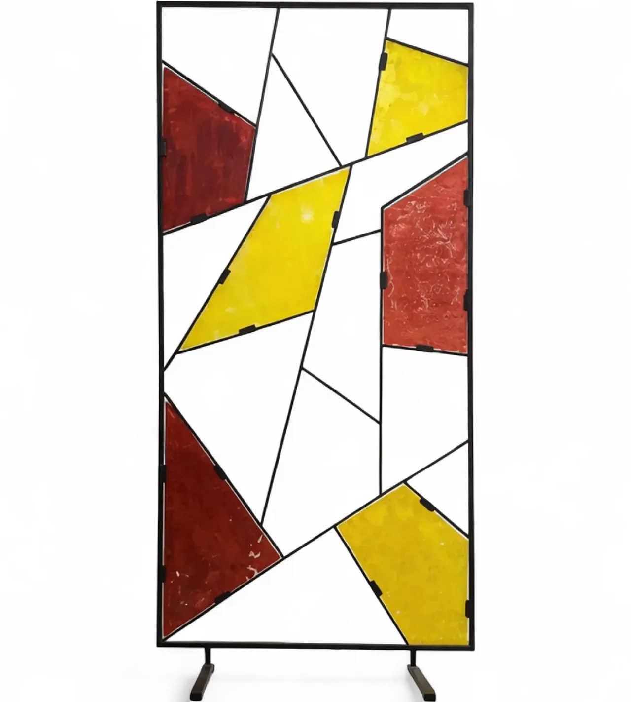 Geometric room divider with textured colored glass, 20th century 13