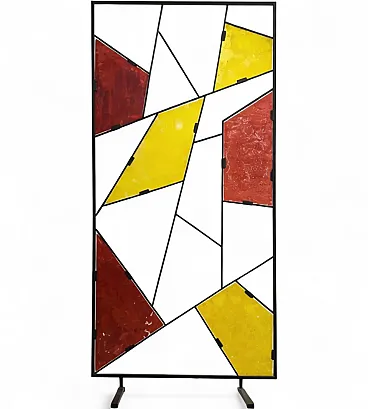 Divisore geometrico con vetro colorato testurizzato, '900