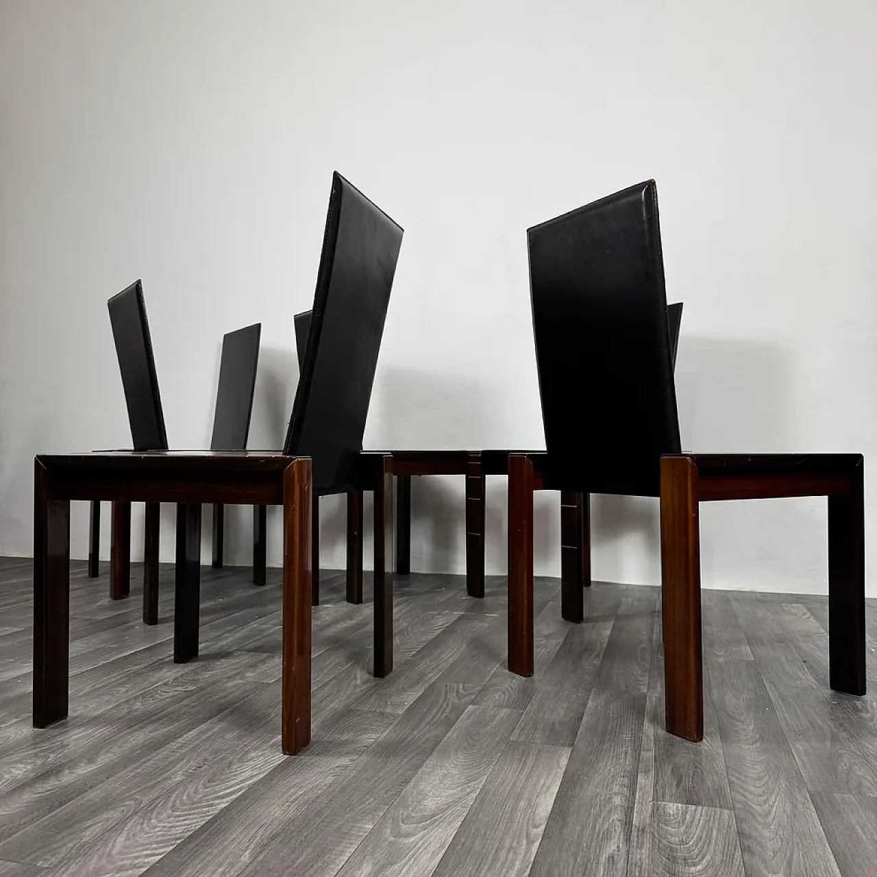 6 Rosewood dining chairs style of Afra & Tobia Scarpa, 1970s 3