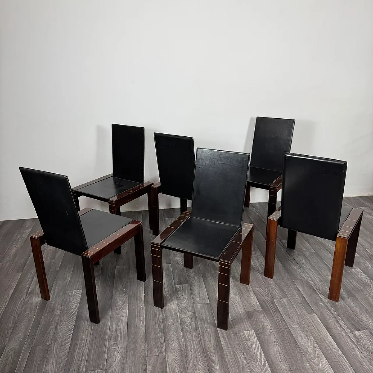 6 Rosewood dining chairs style of Afra & Tobia Scarpa, 1970s 5