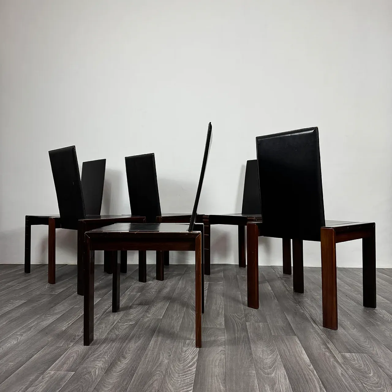 6 Rosewood dining chairs style of Afra & Tobia Scarpa, 1970s 6