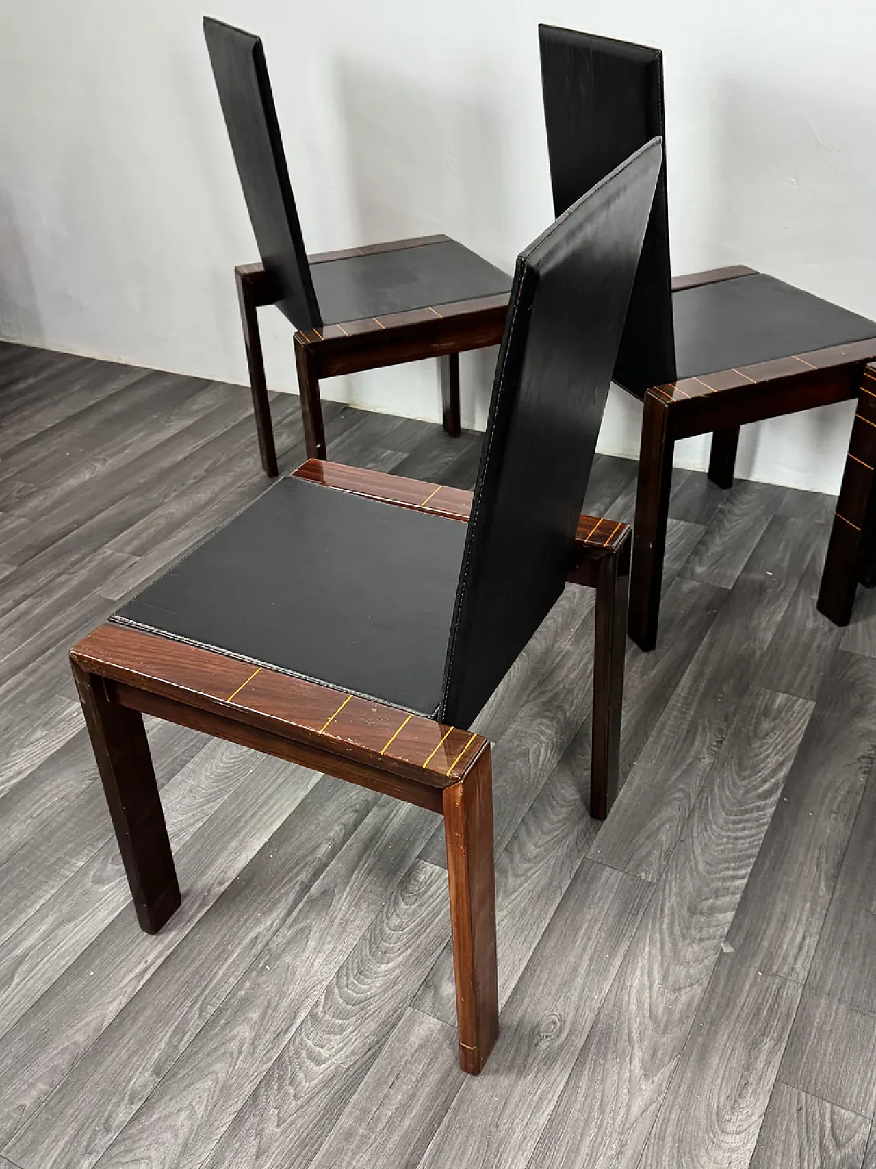 6 Rosewood dining chairs style of Afra & Tobia Scarpa, 1970s 8