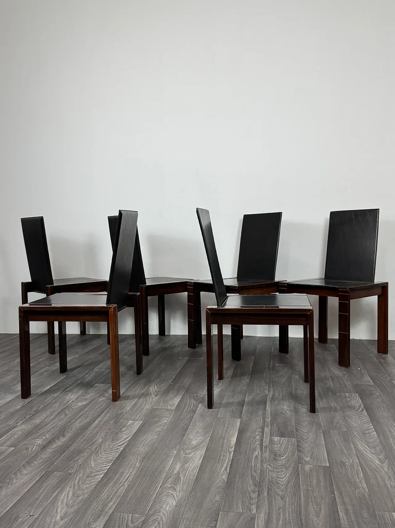 6 Rosewood dining chairs style of Afra & Tobia Scarpa, 1970s 9