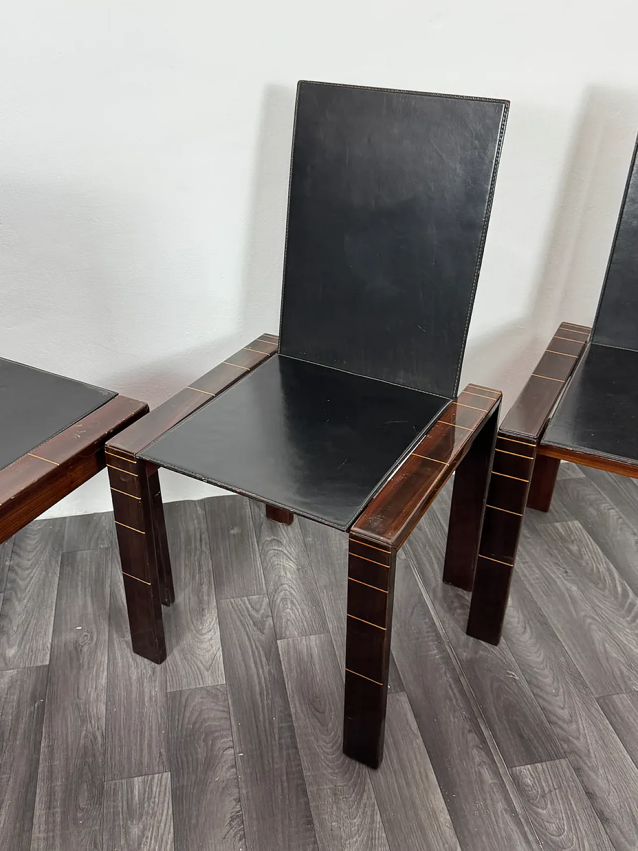 6 Rosewood dining chairs style of Afra & Tobia Scarpa, 1970s 11