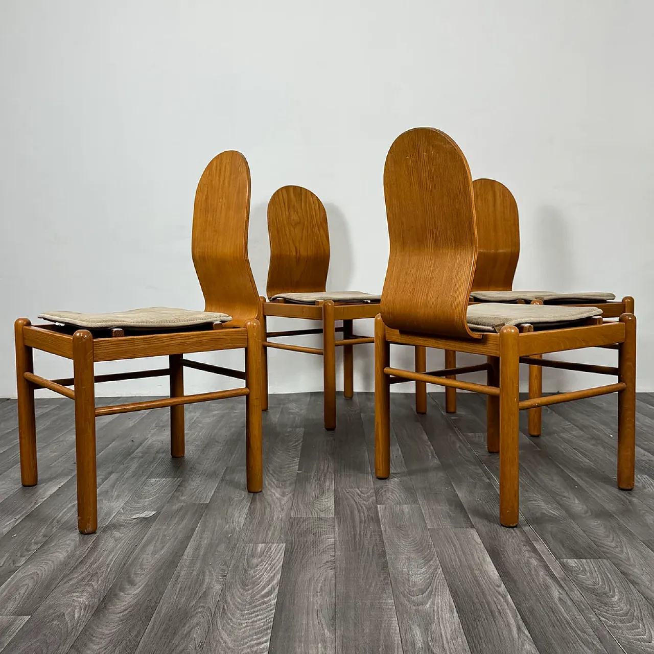 4 Scandinavian Mid-Century dining chairs, 1970s 7