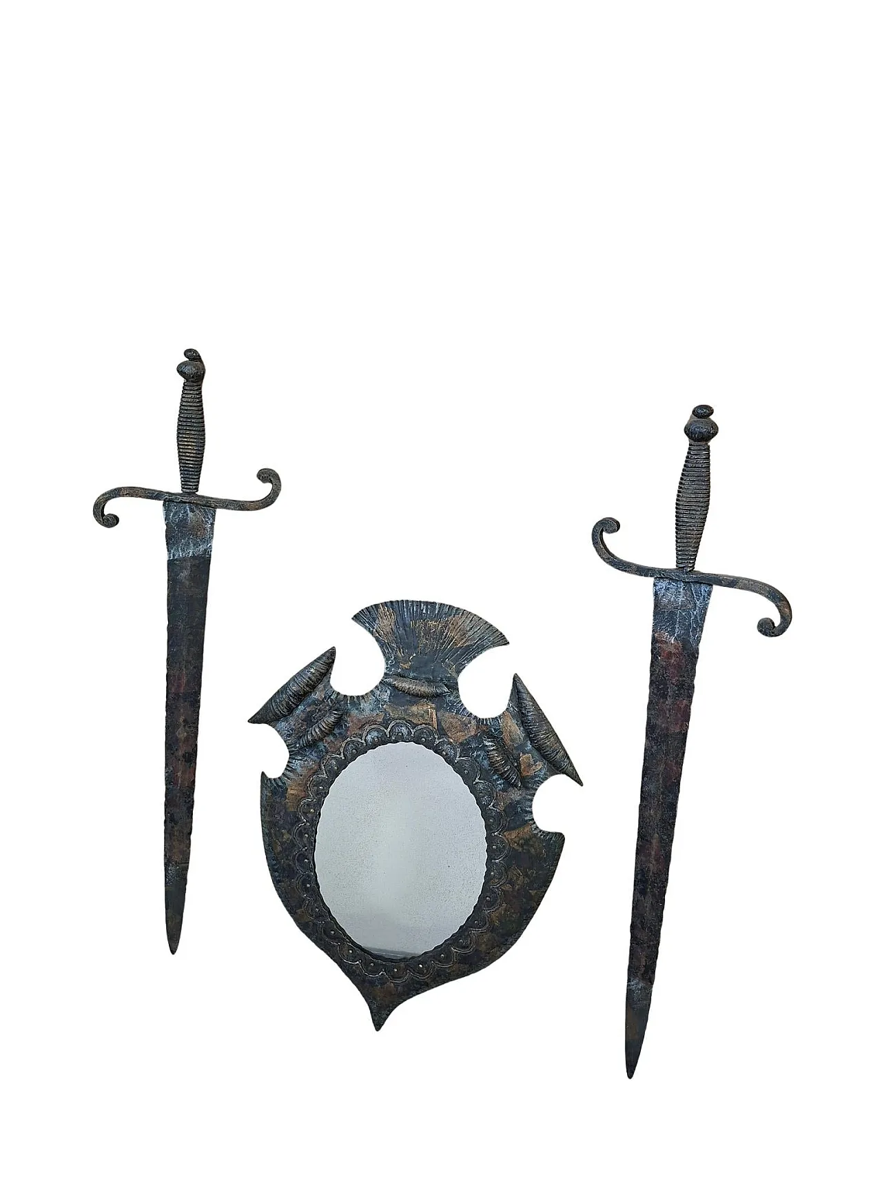 Specchio araldico in ferro battuto, anni '70 8