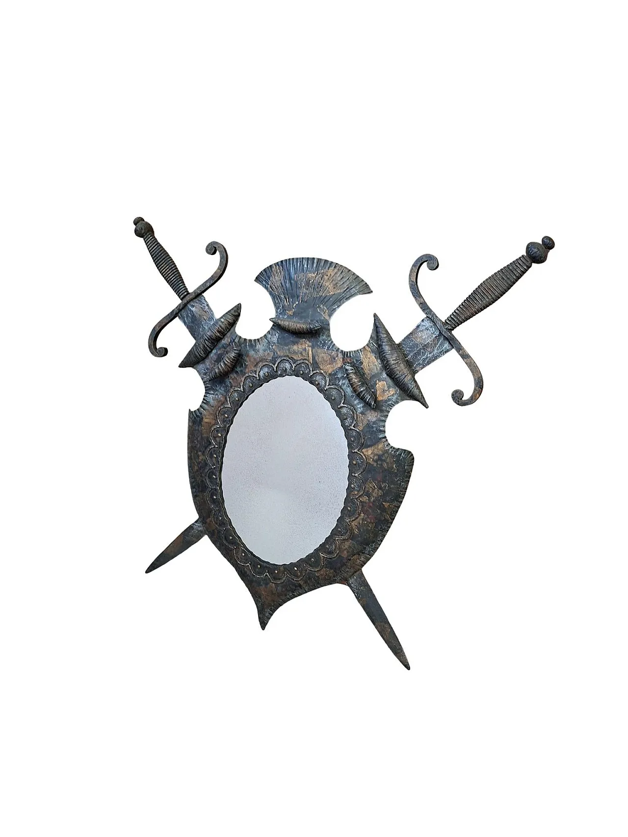Specchio araldico in ferro battuto, anni '70 10