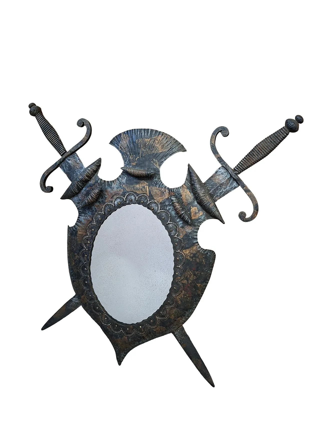 Specchio araldico in ferro battuto, anni '70 11