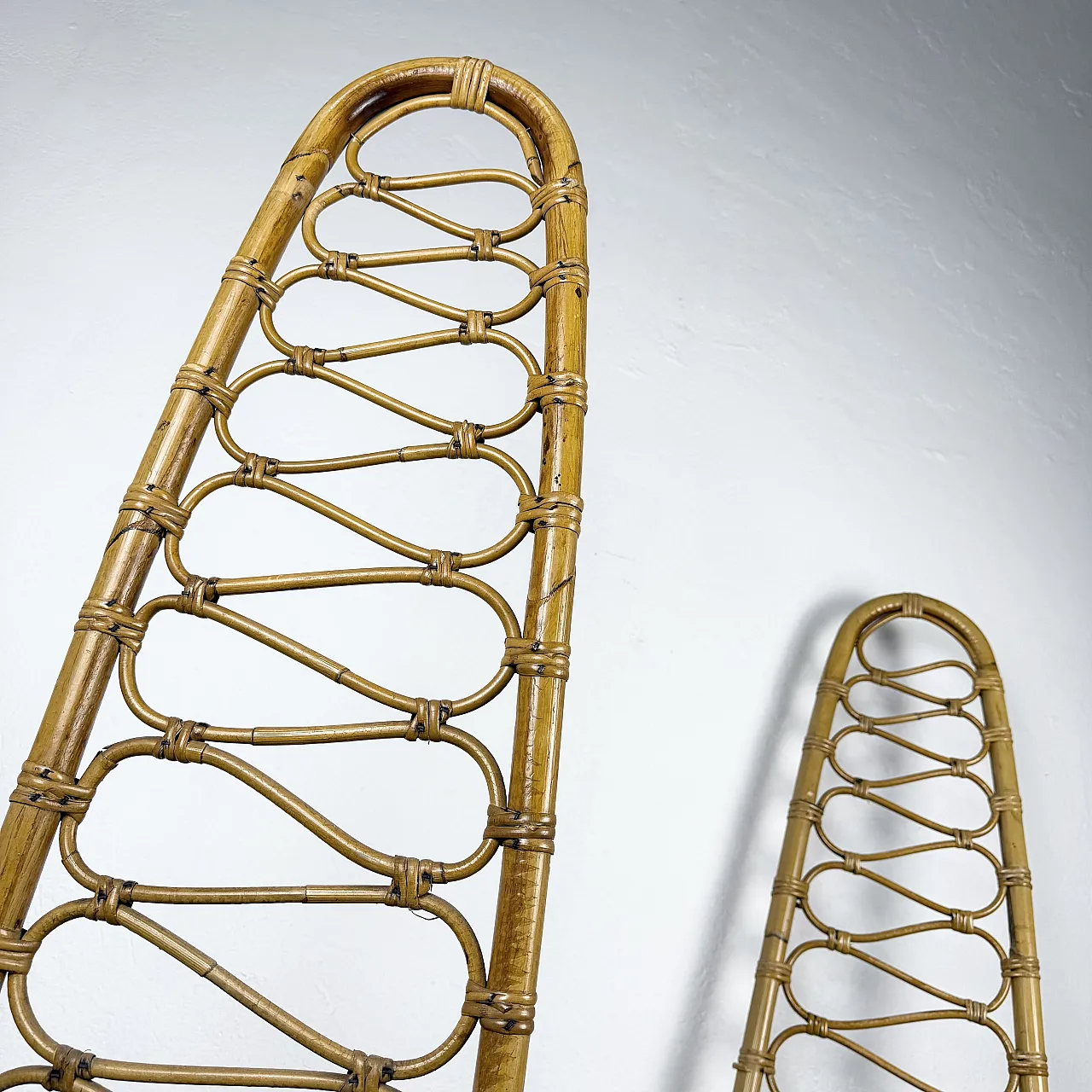 Pair of Bonacina chairs in rattan, 50s 2