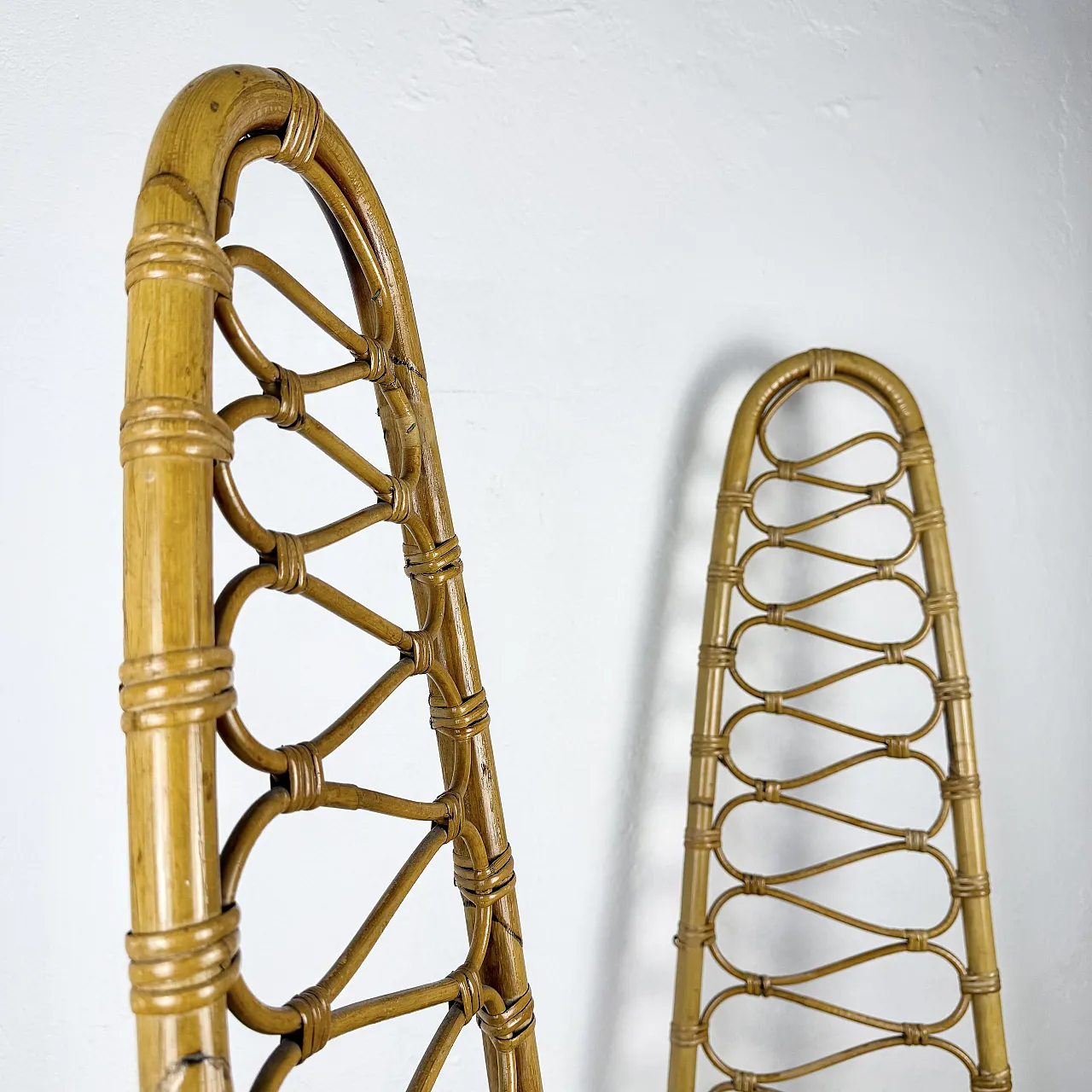 Pair of Bonacina chairs in rattan, 50s 4