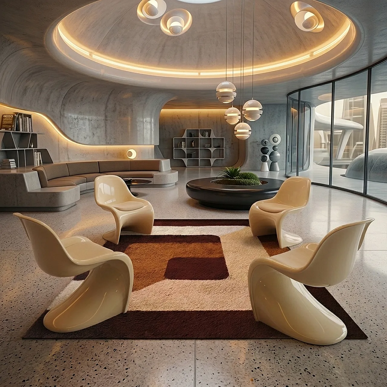 Geometric Space Age rug in wool, 1970s 10