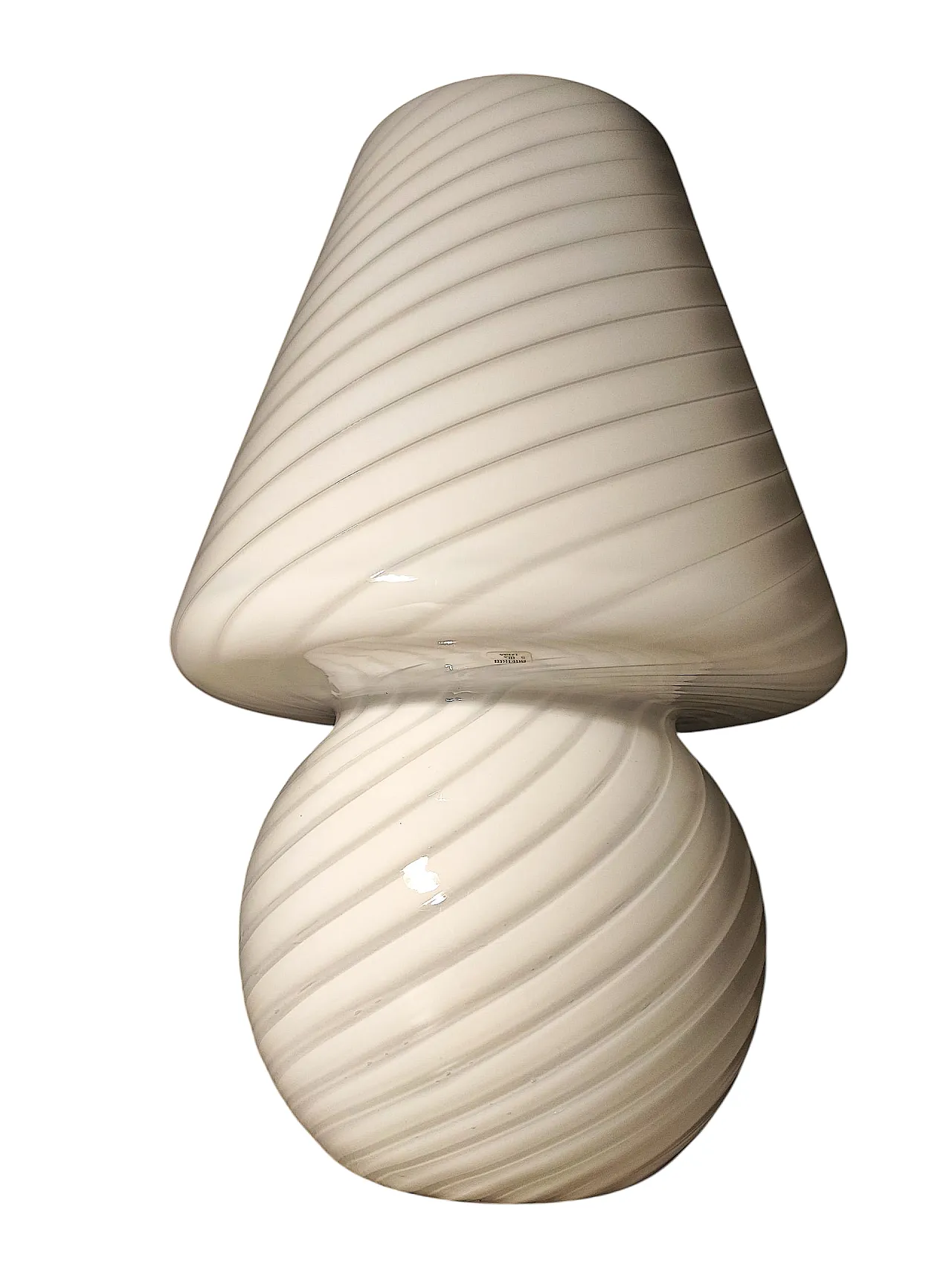 Murano Glass Mushroom Lamp with Filigree Swirl by Vetreria 022, 70s 1