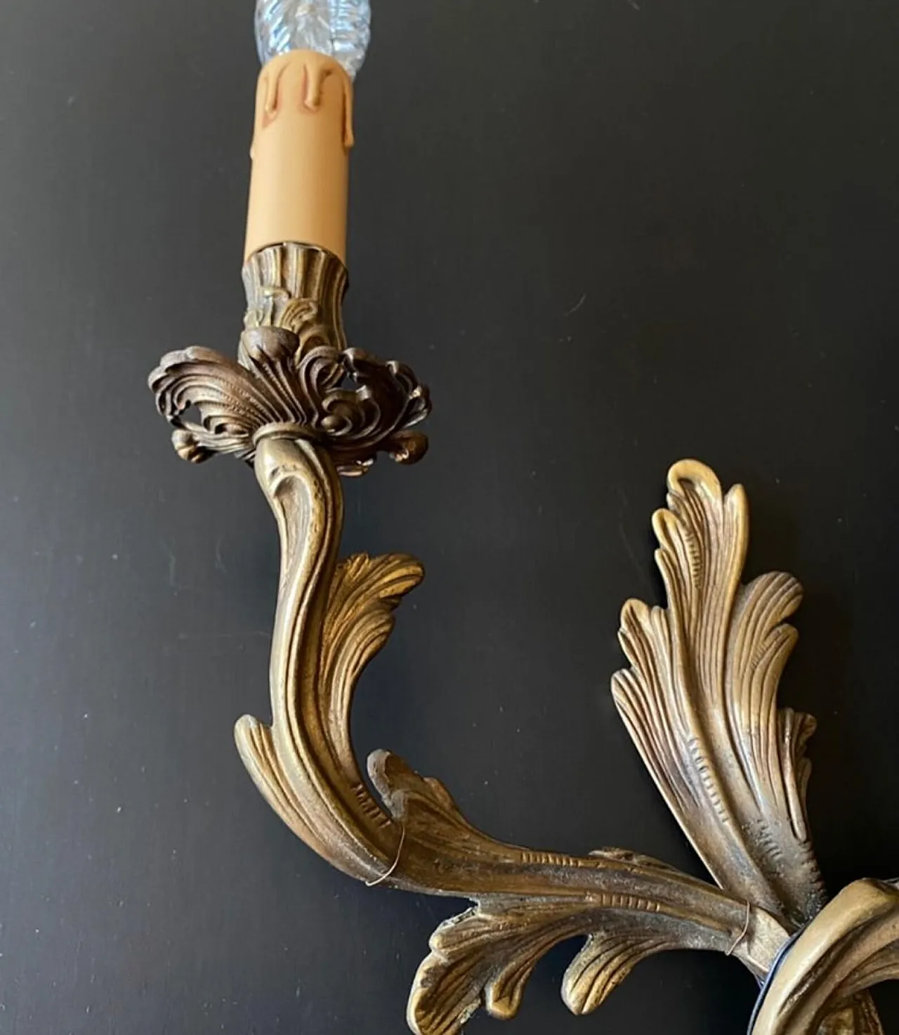 Pair of bronze wall lights, 1950s 7