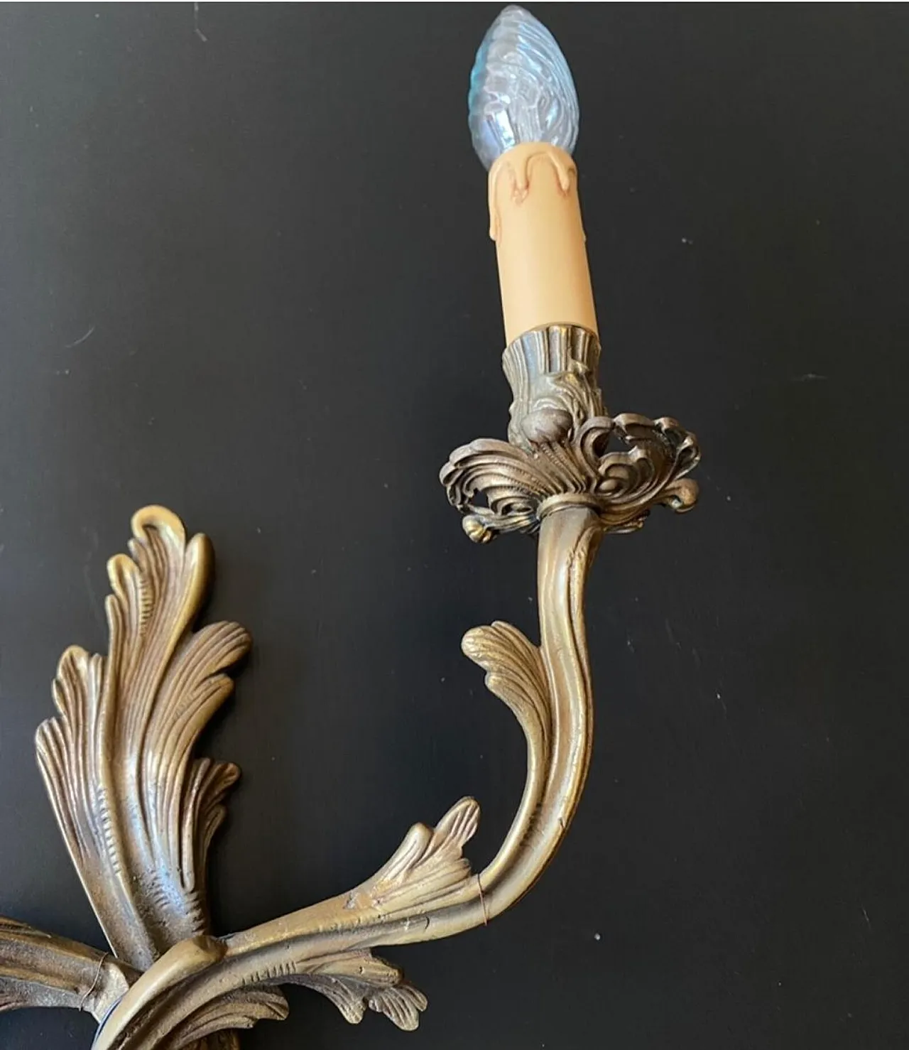 Pair of bronze wall lights, 1950s 8