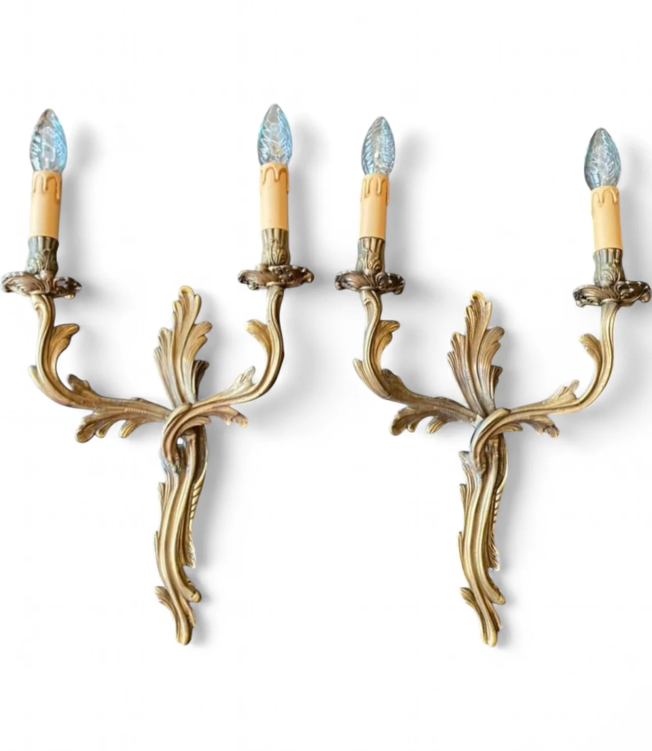 Pair of bronze wall lights, 1950s 11