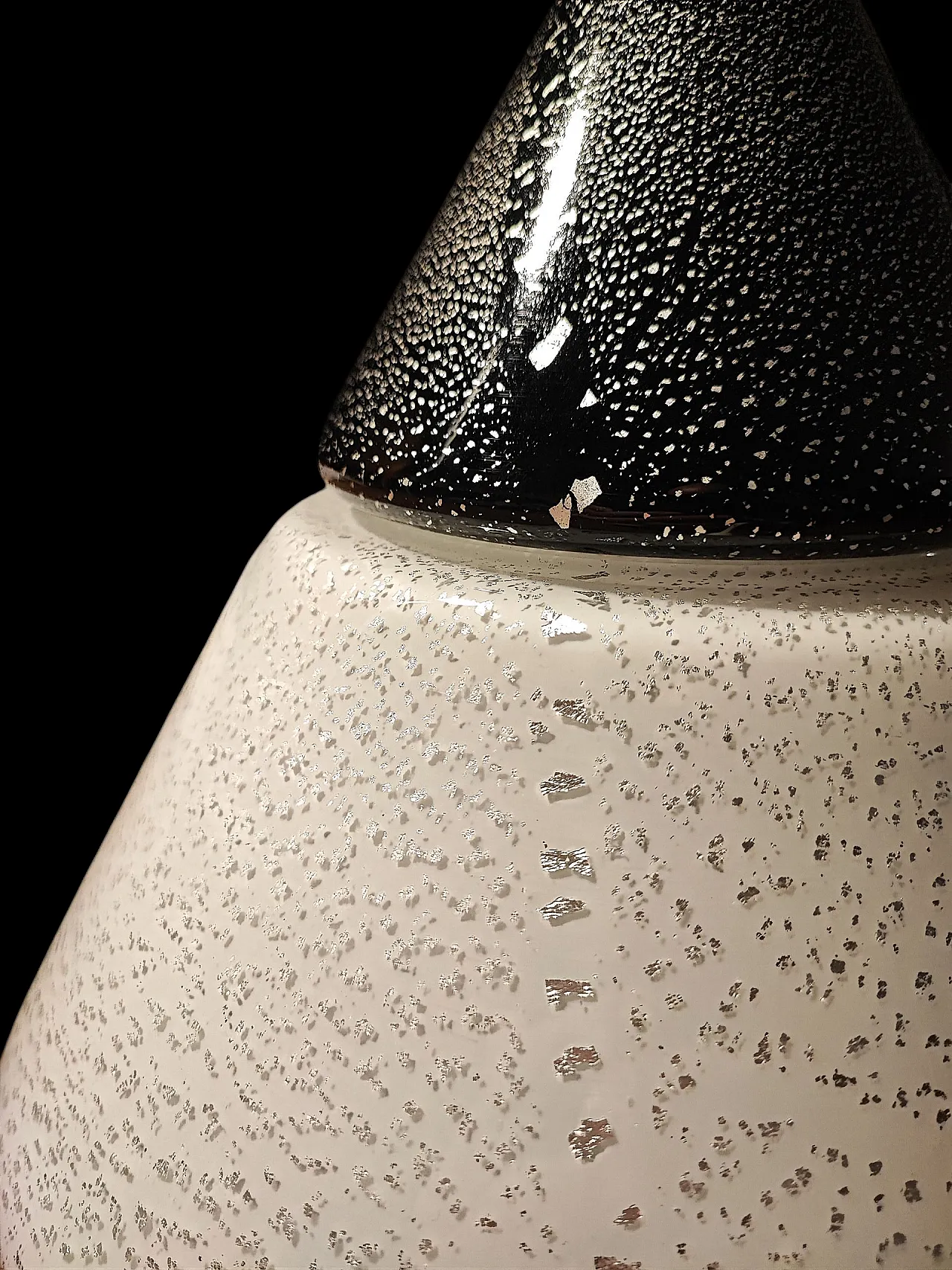 Murano cone table lamp with silver leaf, 70s 2