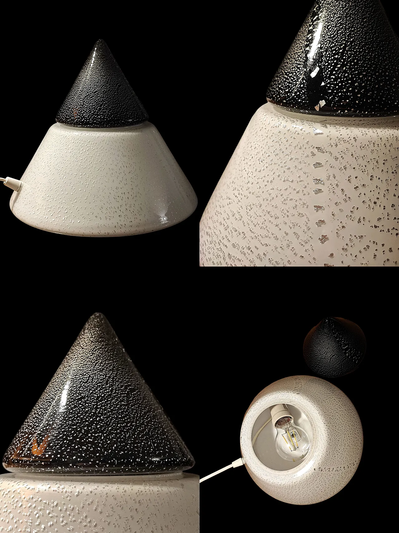 Murano cone table lamp with silver leaf, 70s 8