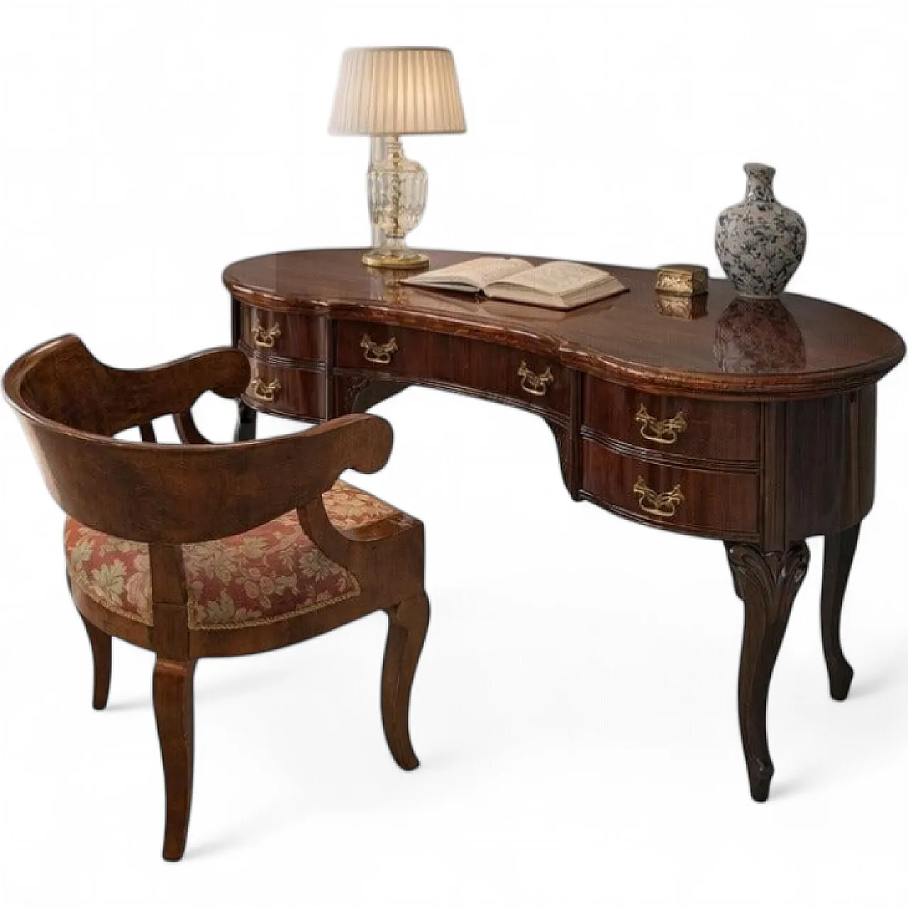 Bean desk with cockpit armchair, 20th century 14