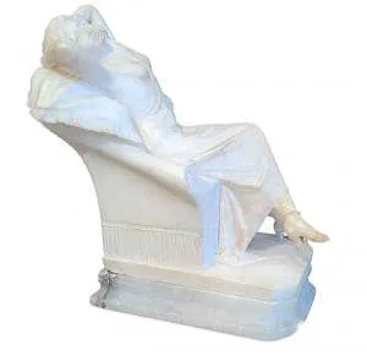 Female figure on armchair by G. Gambogi in alabaster, 19th century 2