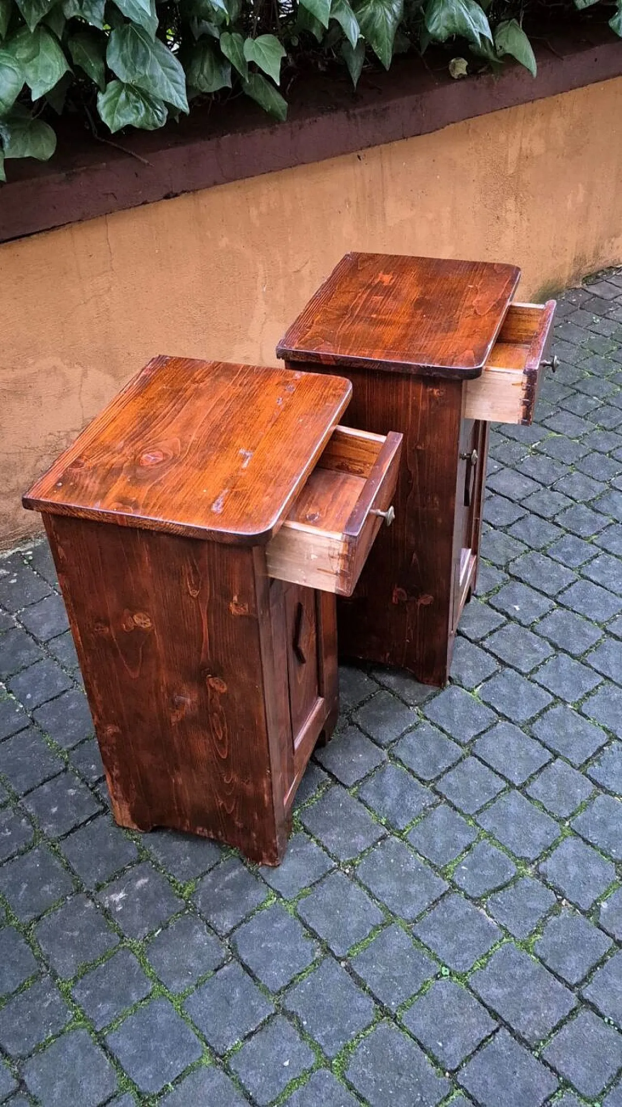 Pair of bedside tables with diamond, 19th century 7