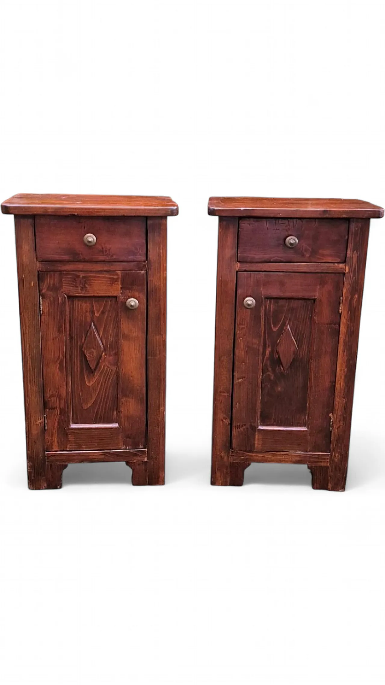 Pair of bedside tables with diamond, 19th century 11