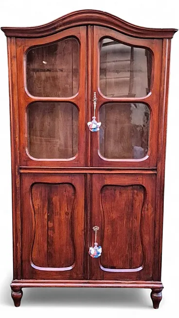 Four-door wooden pantry display case, 19th century