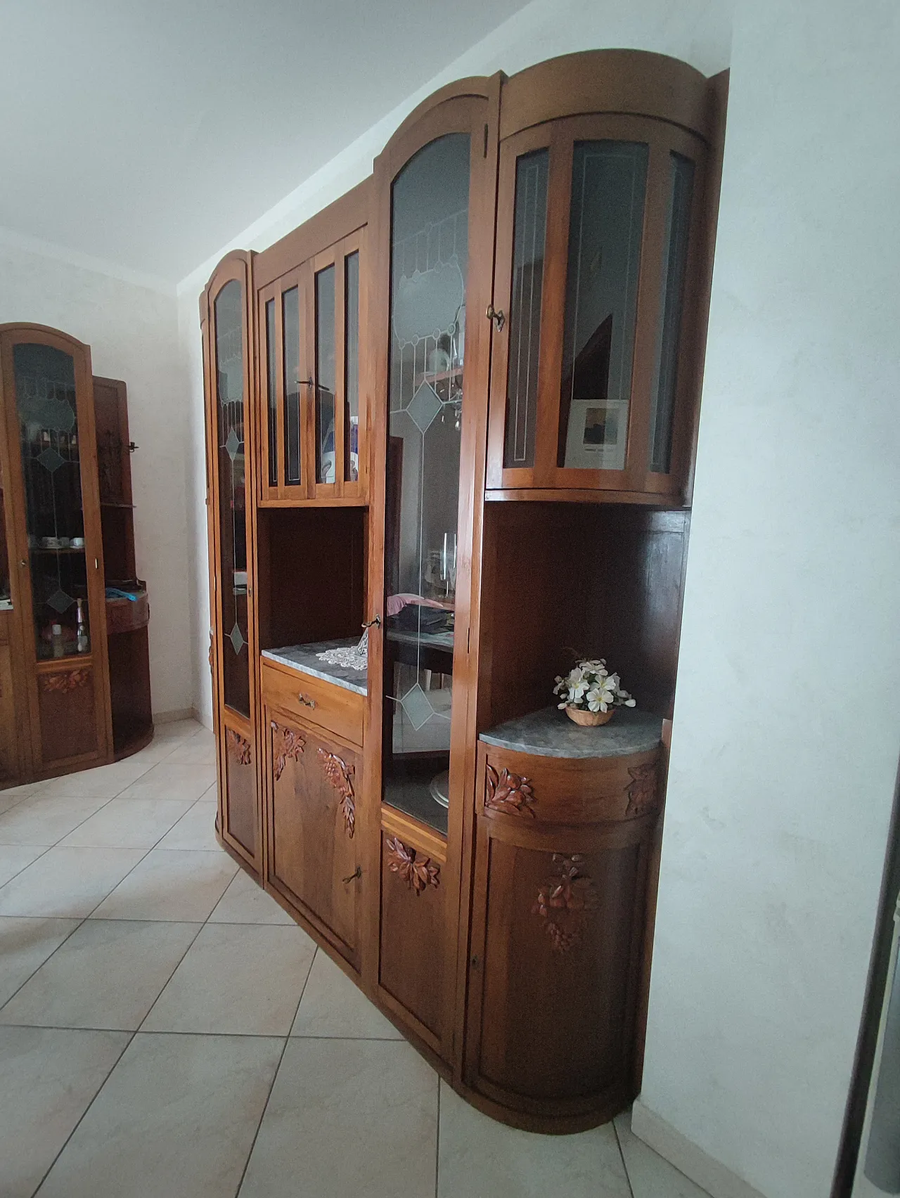 Solid walnut cabinet with marble, early 20th century 11