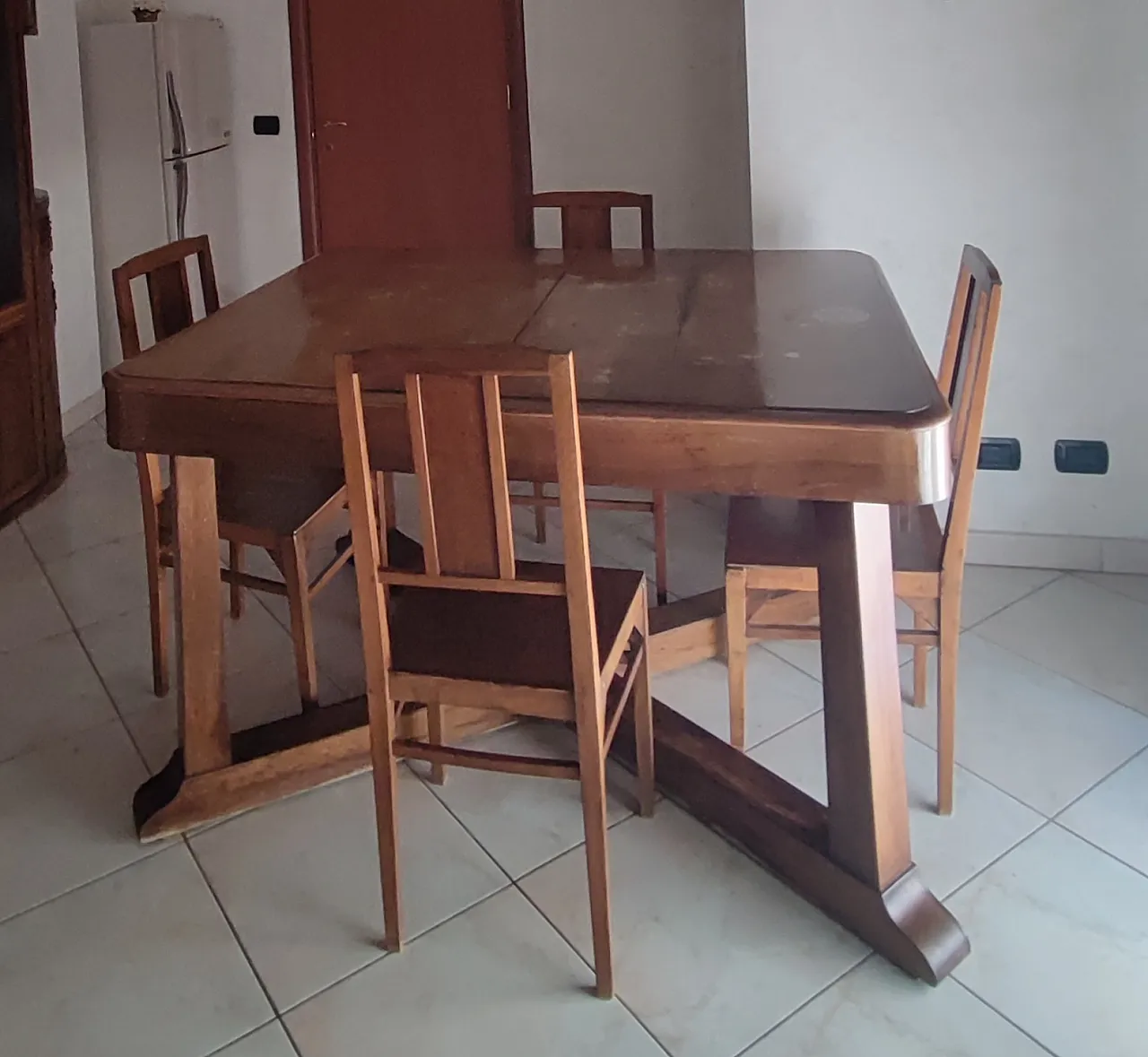 Solid walnut cabinet with marble, early 20th century 13