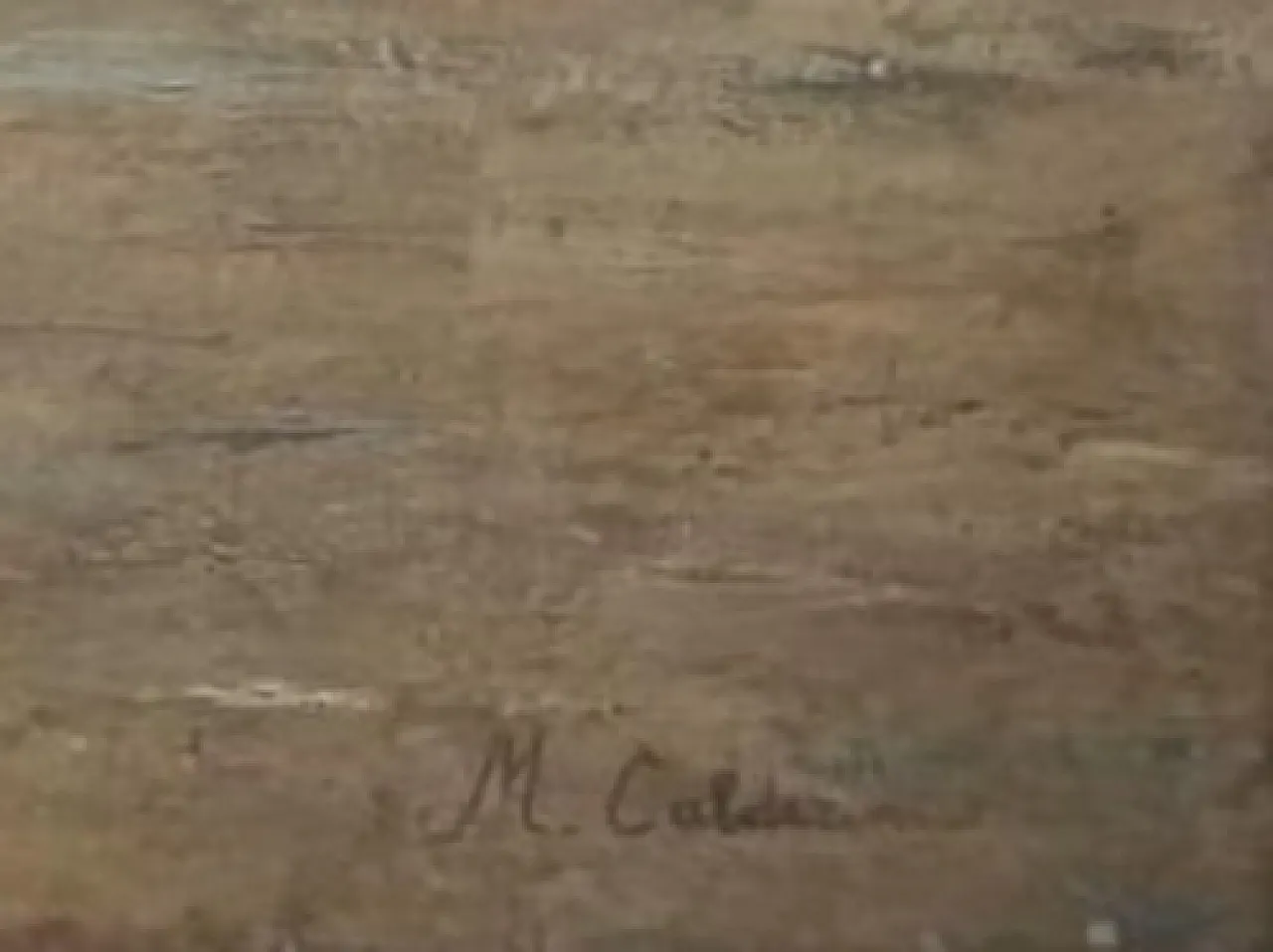 Paesaggio piemontese dipinto a olio su pannello di M. Calderini, '800 3