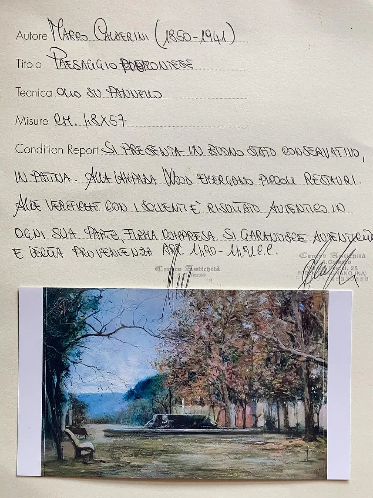 Paesaggio piemontese dipinto a olio su pannello di M. Calderini, '800 4