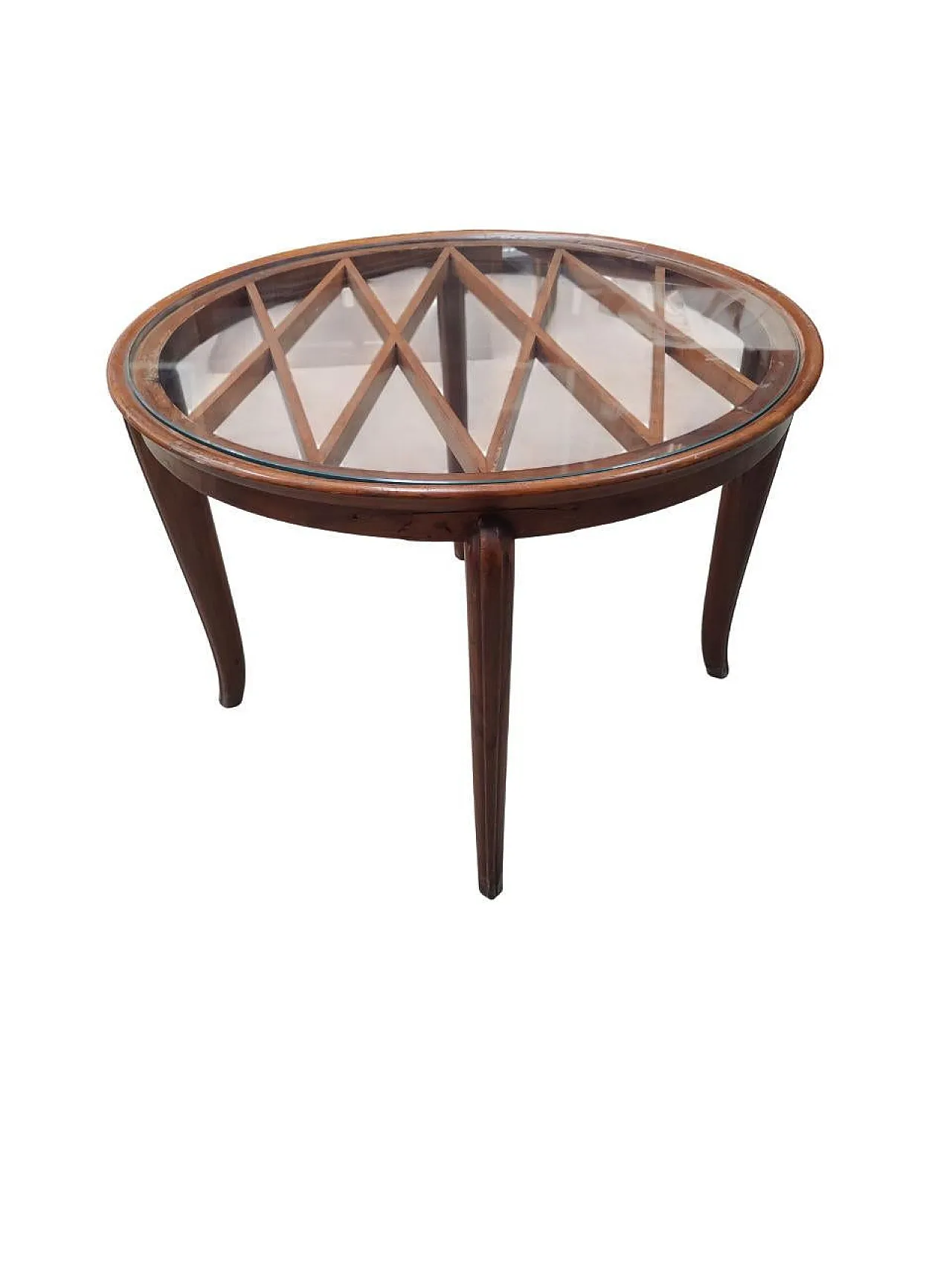 Round coffee table with glass top attr. to Paolo Buffa, 1950s 3