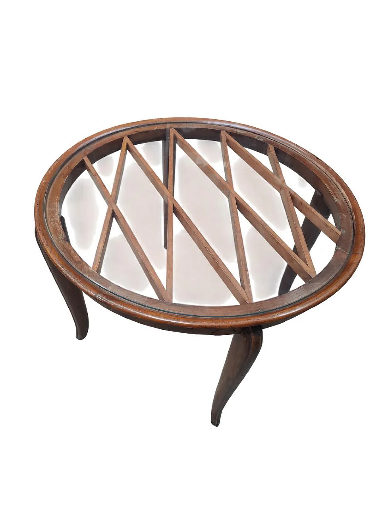 Round coffee table with glass top attr. to Paolo Buffa, 1950s 4