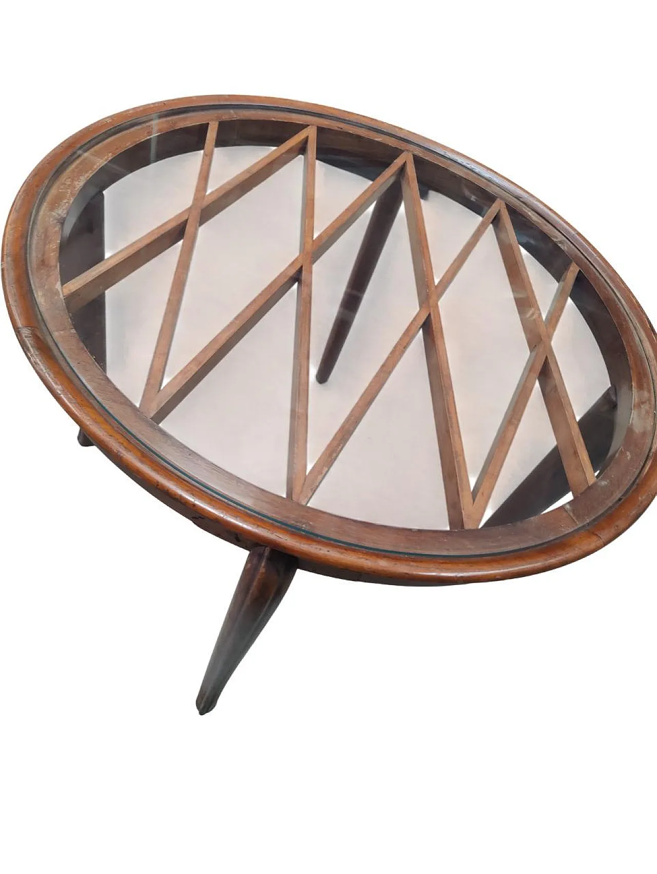 Round coffee table with glass top attr. to Paolo Buffa, 1950s 5