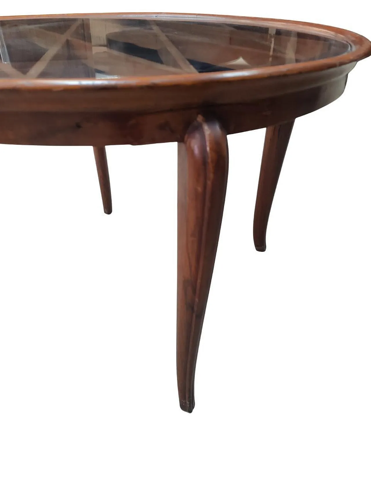 Round coffee table with glass top attr. to Paolo Buffa, 1950s 6
